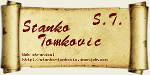 Stanko Tomković vizit kartica